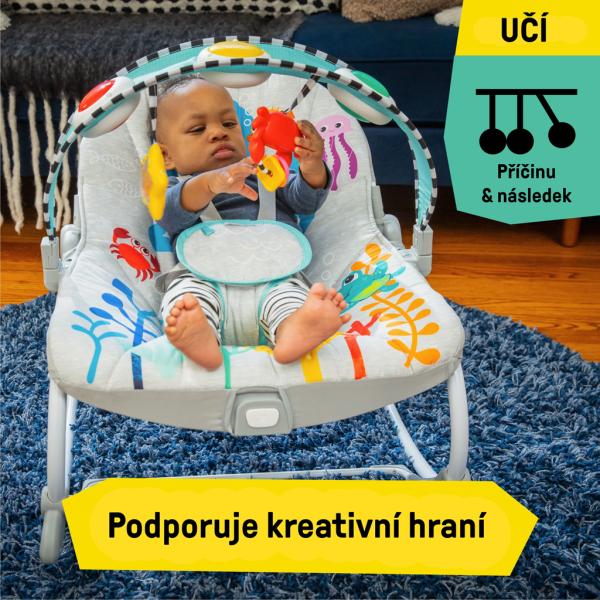 BABY EINSTEIN Lehátko hudební vibrační Kick to It Opus do 18kg (obrázek 11)
