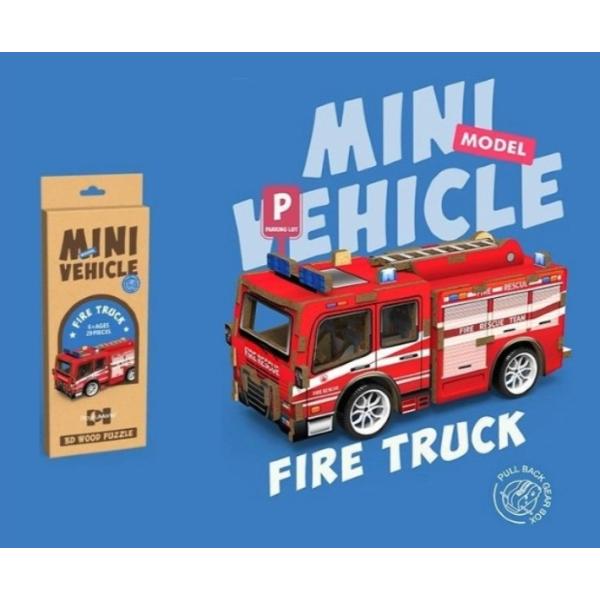3D puzzle dřevěné - Hasičské auto 12 cm (obrázek 3)