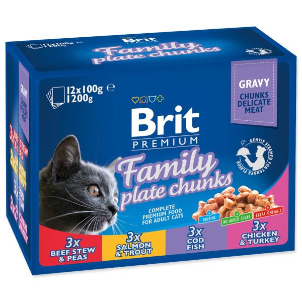 Kapsička Brit Premium Cat Family Plate v omáčce Multi 1200g (12x100g)