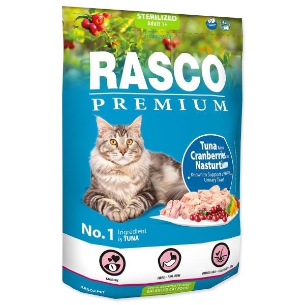 Krmivo Rasco Premium Sterilized tuňák s brusinkou a kapucí 0,4kg