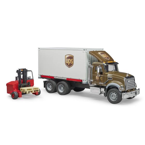 Bruder 2828 Nákladné auto Mack UPS s vysokozdvižným vozíkom