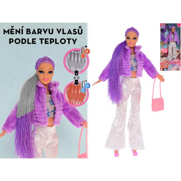 Módní panenka 29cm s vlasy měnícími barvu a doplňky