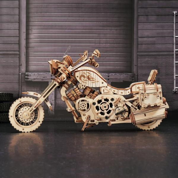 RoboTime 3D dřevěné mechanické puzzle Motorka (cruiser) (obrázek 5)