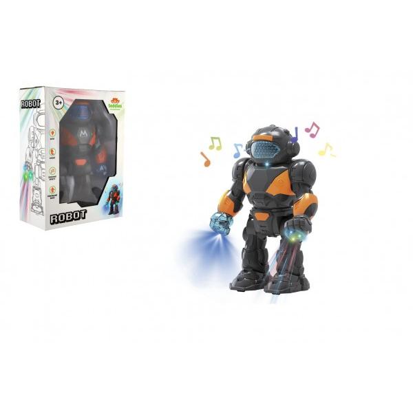 Robot chodící plast 22cm na baterie se světlem a zvukem 18×24,5x9cm