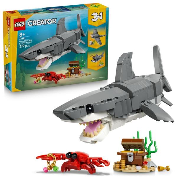 LEGO® Creator 3 en 1 31381 Tiburón salvaje y cofre del tesoro