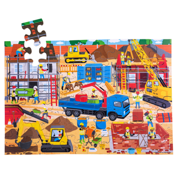 Bigjigs Toys Podlahové puzzle Staveniště 48 dílků