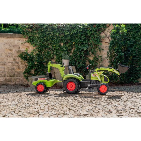 Falk Šlapací traktor velký 2070Y Claas Arion 430 s nakladačem, rýpadlem a vlečkou (obrázek 3)