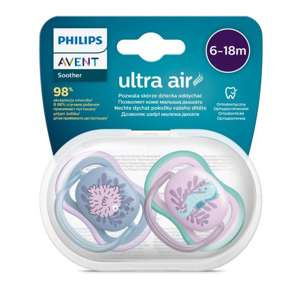 Philips AVENT Dudlík Ultra air obrázek 6-18m dívka (moře) 2ks
