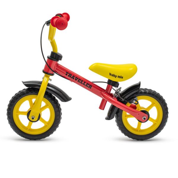 Dětský balanční bicykl s brzdou Baby Mix Traveller červený