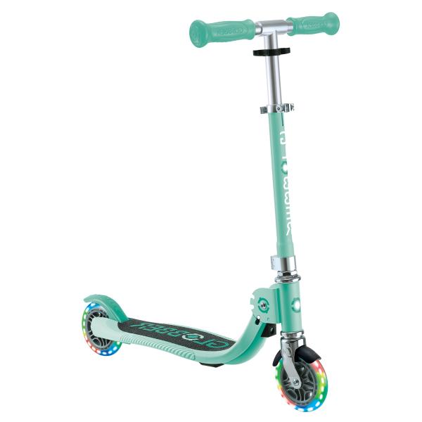 Globber dětská skládací koloběžka Junior - Flow Foldable Junior Lights - Mint