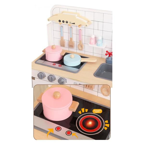 Dětská dřevěná kuchyňka s vybavením Montessori Baby Mix bílá