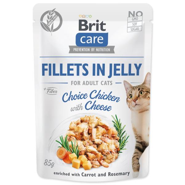 Kapsička Brit Care Cat kuře se sýrem, filety z želé 85g