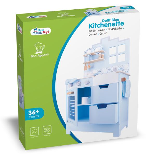 New Classic Toys Dřevěná romantická kuchyňka – světle modrá