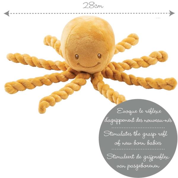 NATTOU První hračka pro miminka chobotnička PIU PIU Lapidou okrová 0m+