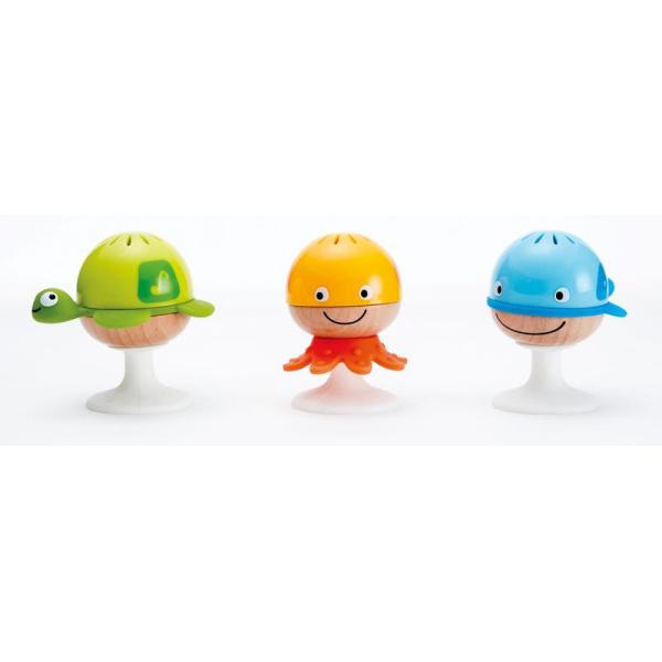 Hape Set Sonagli Sempre In Piedi | Trio Animali Marini Con Ventosa Per Bambini Dagli 8 Mesi In Su-image
