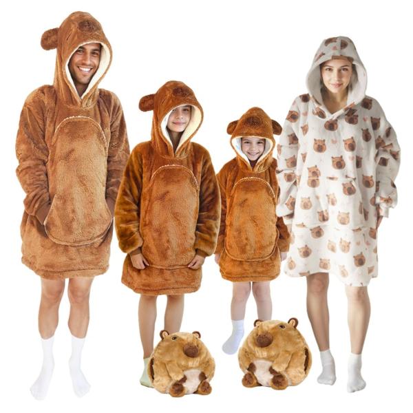 Cozy Noxxiez CH307 Kapybara – hřejivá televizní mikinová deka s kapucí pro děti 3 – 6 ro