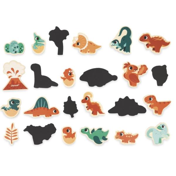 Janod Dřevěné magnetky pro děti Dinosauři Dino 24 ks