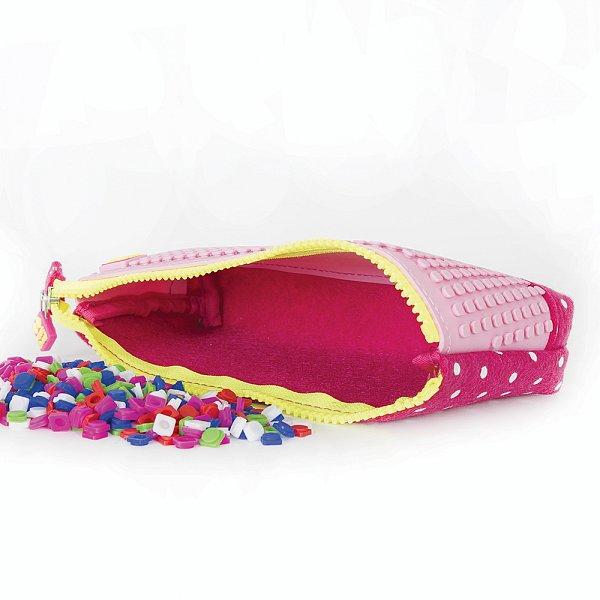 PIXIE CREW velké pouzdro FUCHSIOVÉ S BÍLÝMI TEČKAMI