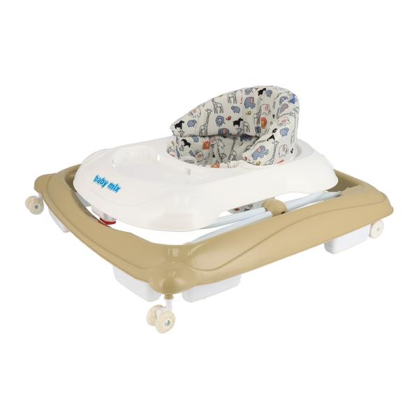 Dětské chodítko Baby Mix s volantem a silikonovými kolečky cappuccino (obrázek 9)
