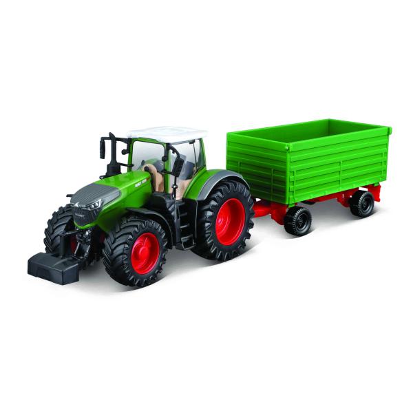 Bburago Farm 10cm Tractor con Remolque - Fendt 1050 con Remolque Basculante de Doble Sentido