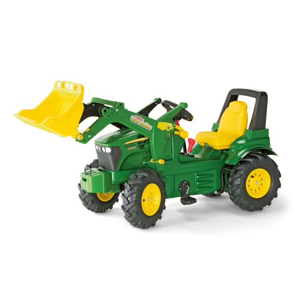 Rollytoys Šlapací traktor John Deere s nakladačem, brzdou a nafukovacími koly