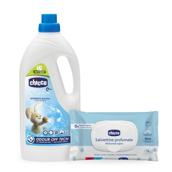 CHICCO Prostředek prací dětský Sensitive 1,5 l (27 praní) + vlhčené ubrousky 72 ks zdarma (obrázek 4)