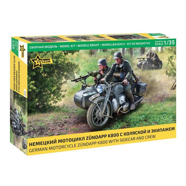 Model Kit military 3717 - Zuendapp K800 Motorcycle s postranním vozíkem (1:35)
