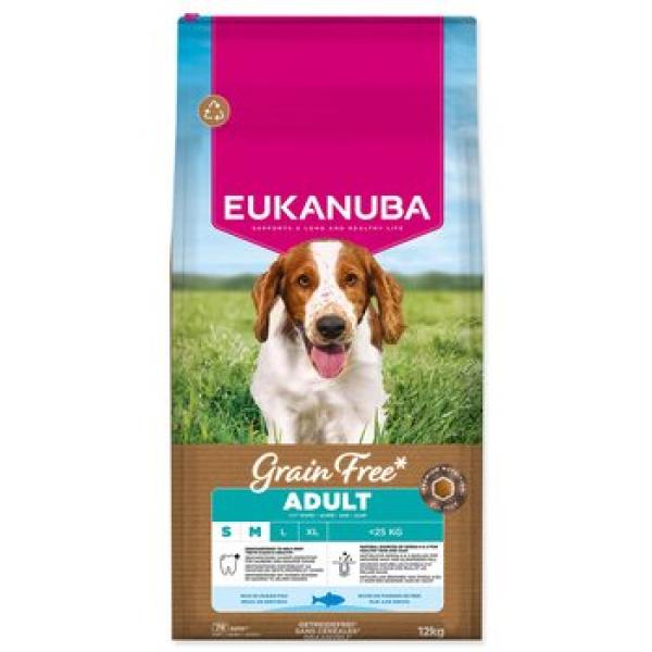 Krmivo EUKANUBA Grain Free Adult Small & Medium bohaté na mořské ryby 12 kg