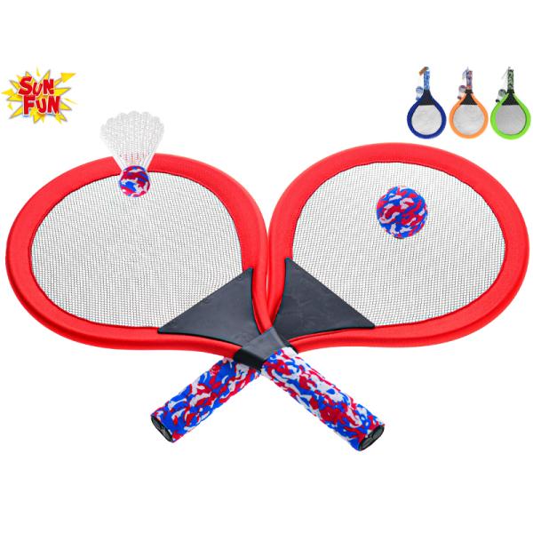 Sun Fun sada raket 2ks s míčkem a košíčkem 4 barvy v síťce