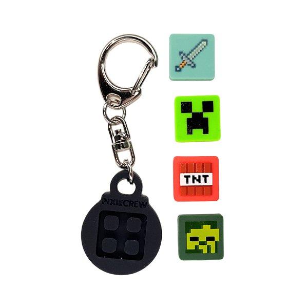 PIXIE CREW & MINECRAFT Klíčenka, černá, 4 multipixely