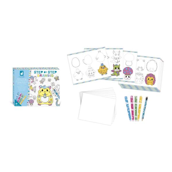 Janod Atelier Step by step Kreativní sada Kreslení krok za krokem s fixy