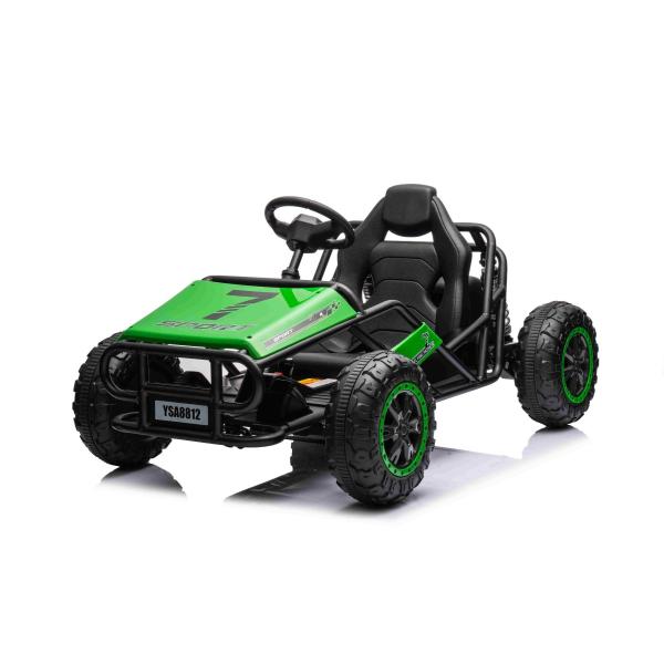 Elektrická Motokára SPORT-KART 24V, zelená, EVA kolesá, Koženkové sedadlo, 2 x 50W Motor,