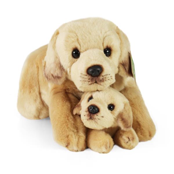 Plyšový pes labrador s mláďaťom ležiaci 25 cm ECO-FRIENDLY