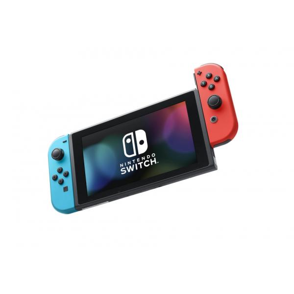 Konzole Nintendo Switch s neon modrým a červeným Joy-Conem