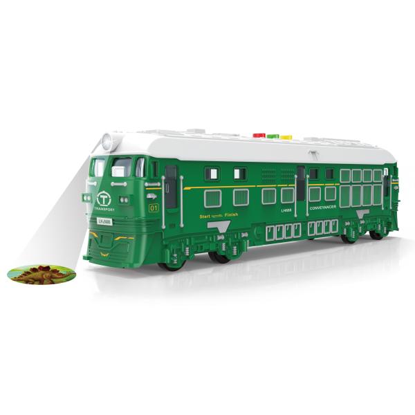 Vlak na zotrvačník s efektmi a projekciou zelený 33 cm