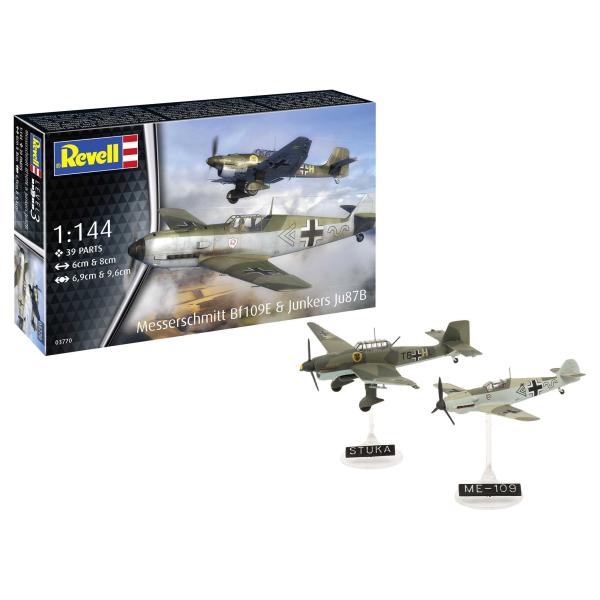 ModelSet letadlo 63770 – Messerschmitt Bf109E & Ju87B Stuka (1:144)