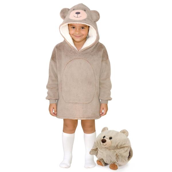 Cozy Noxxiez CH308 Medvěd – hřejivá televizní mikinová deka s kapucí pro děti 3 – 6 let
