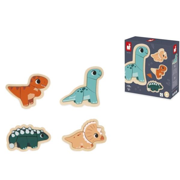 Janod Rompecabezas De Madera Dinosaurios 4En1 Dino-image