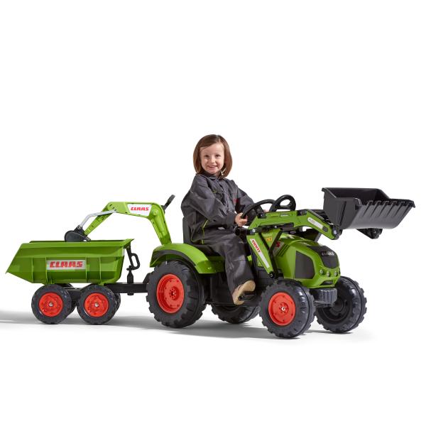 Falk Šlapací traktor 1010W Claas Axos s nakladačem, rýpadlem a vlečkou (obrázek 3)