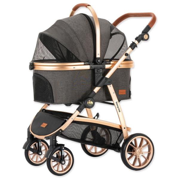 Kočárek Kenyone 60x69x106cm tmavě šedý, zlatá konstrukce
