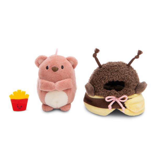 NICI plyš MyMochi Medvídek Nomo 8cm v kostýmu včelky a hranolkami, set dárkové balení (obrázek 6)