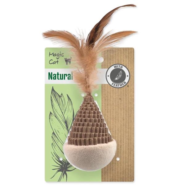 Hračka MC Natural Fun kužel s péřím kartón/plyš bílá 6 cm
