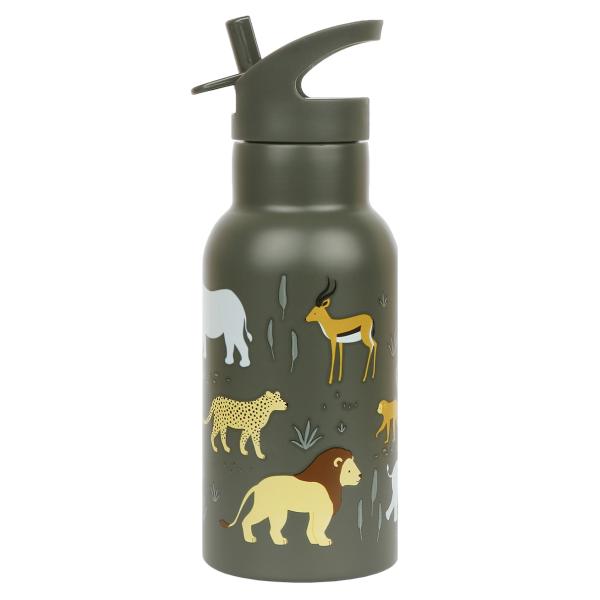 A Little Lovely Company - nerezová fľaša na pitie, 350 ml - zvieratá zo savany