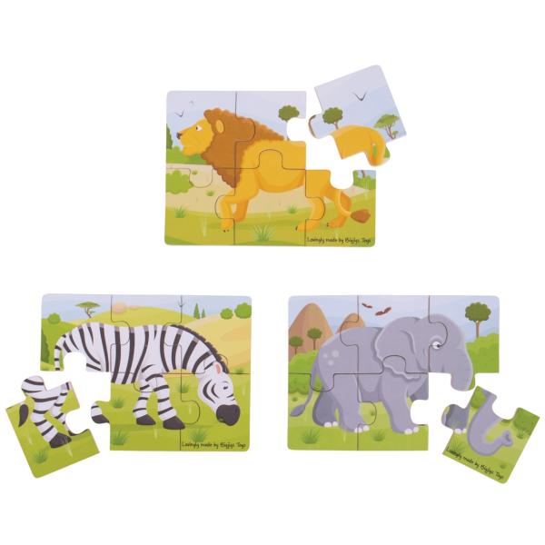 Bigjigs Toys Puzzle 3v1 safari zvířátka