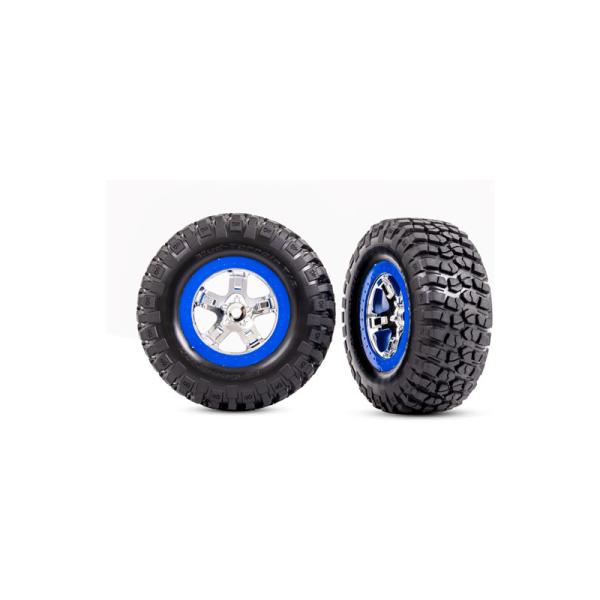 Traxxas kolo 2.2/3.0", disk SCT chromovaný/modrý, pneu KM2 (2)