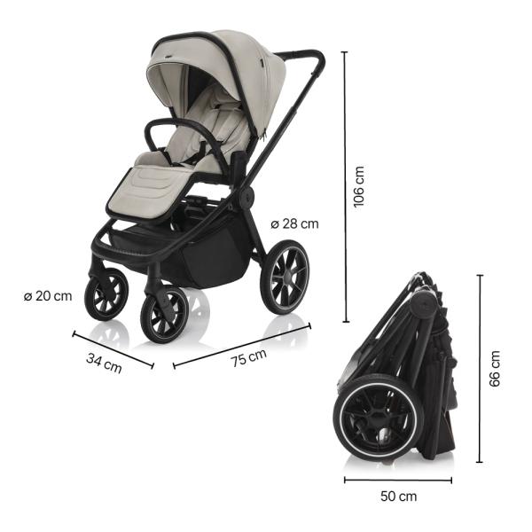 Set sportovní kočárek Move Cross 5 + hluboká korba XL 5 + adaptéry, Boss Grey (obrázek 7)