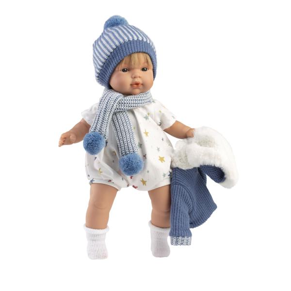 Llorens 38573 SASHA – realistická panenka se zvuky a měkkým látkovým tělem – 38 cm