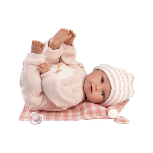 Llorens 63812 NEW BORN - realistická panenka miminko se zvuky a měkkým látkovým tělem (obrázek 3)