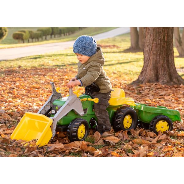 Rollytoys Šlapací traktor Rolly Kid John Deere s vlečkou a nakladačem - zelený (obrázek 7)