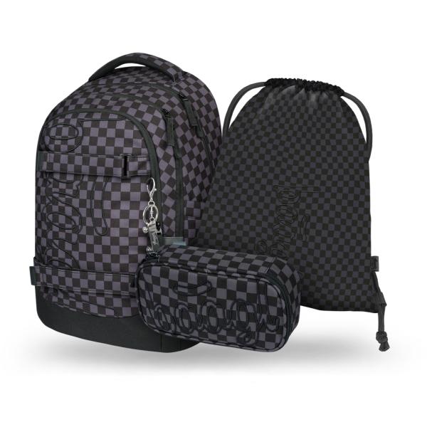 Baagl Set Di Zaini Per La Scuola, Per Ragazzi E Ragazze, 5 Pezzi, (Skateboard, Skate Max, Astuccio, Sacca Sportiva, Marsupio), Zaino Ergonomico Per La Scuola, 30 L, Grigio Ska, Zaino Per La Scuola-image